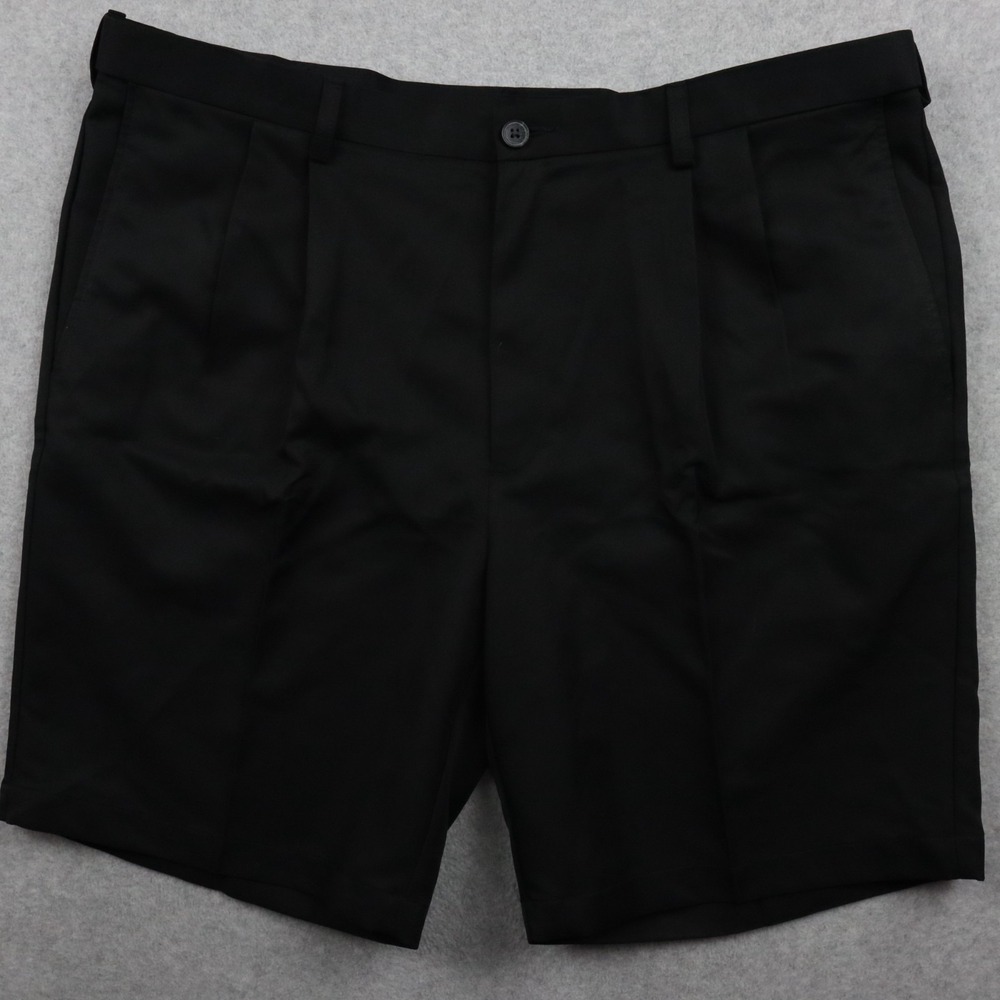 Haggar Shorts Mens 42 Chino Golf Casual Resort Pleated Black